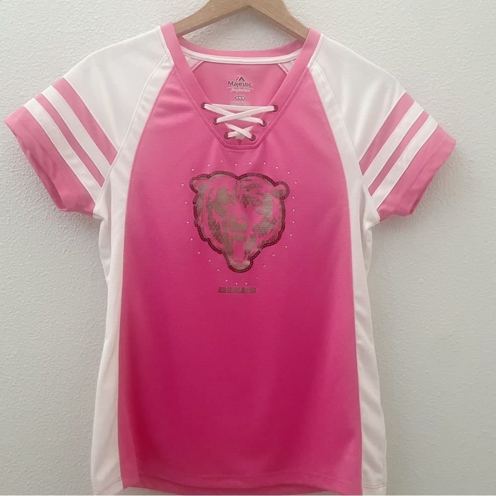 Chicago Bears pink rhinestone bling jersey top size medium